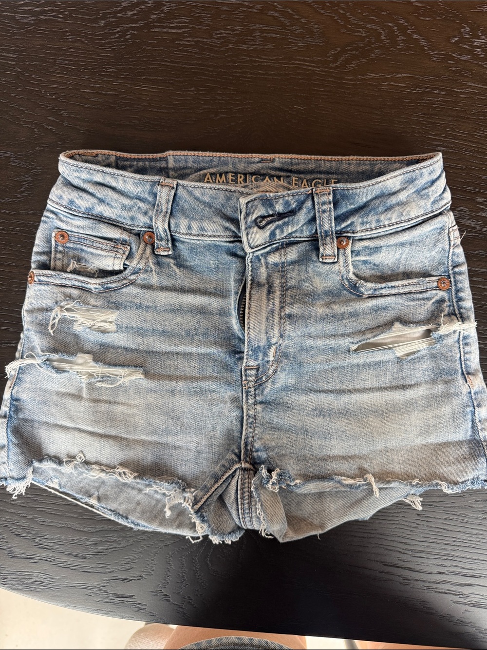 American Eagle Outfitters Faded Light Blue Distressed Denim Shorts